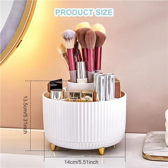 Pencil Holder For Desk,5 Slots 360°Degree Rotating Desk Organizers - Picture 6 of 7